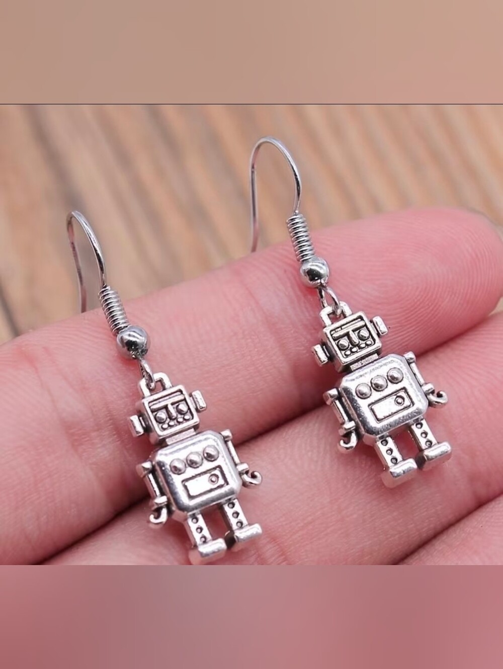 $8 Each Or Bundle 5/$20 Silver Baby Robot Dangle Earrings